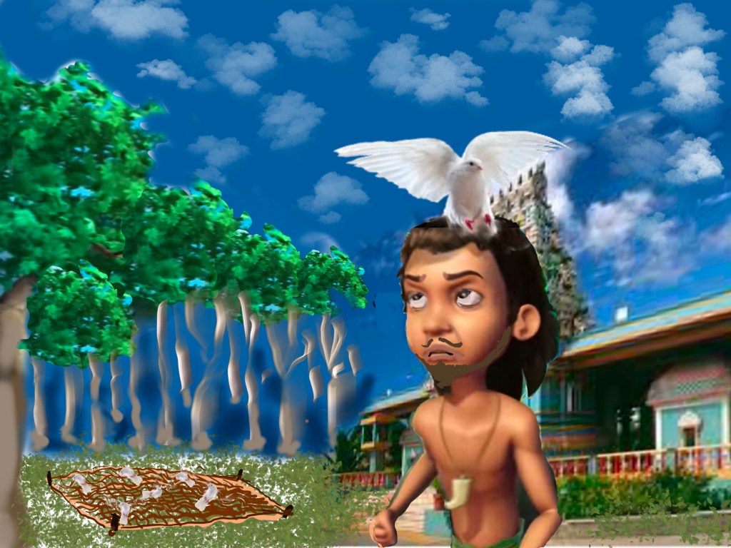 தலைமைப்புறா வேடன் தலையில் கொத்தியது